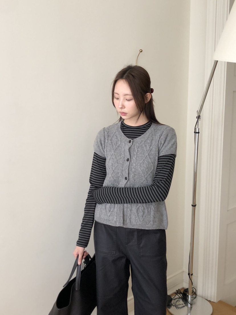 THE ABLE東大門㊣實拍女裝新品熱賣時尚職業針織衫口袋開衫THE ABLE/TA針織衫