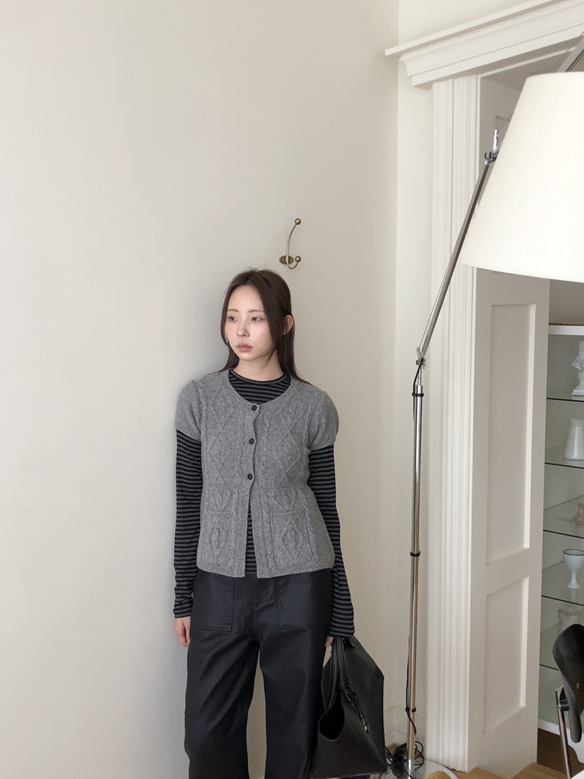 THE ABLE東大門㊣實拍女裝新品熱賣時尚職業針織衫口袋開衫THE ABLE/TA針織衫