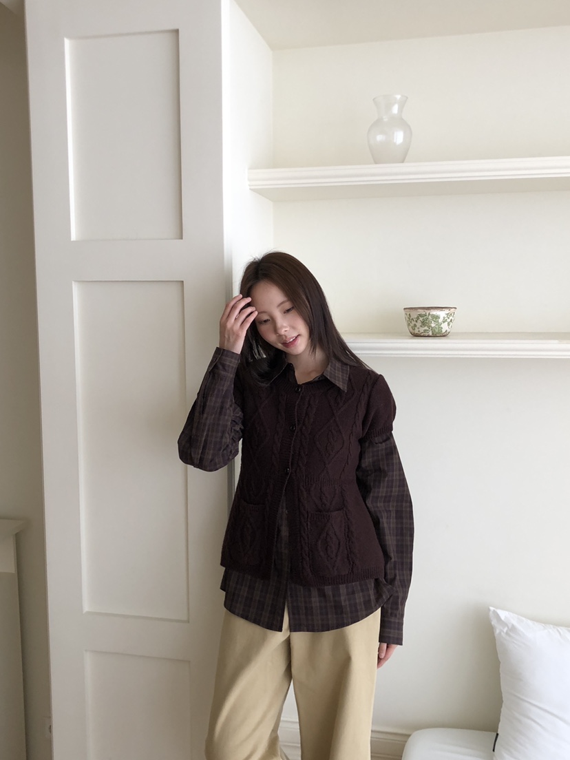 THE ABLE東大門㊣實拍女裝新品熱賣時尚職業針織衫口袋開衫THE ABLE/TA針織衫