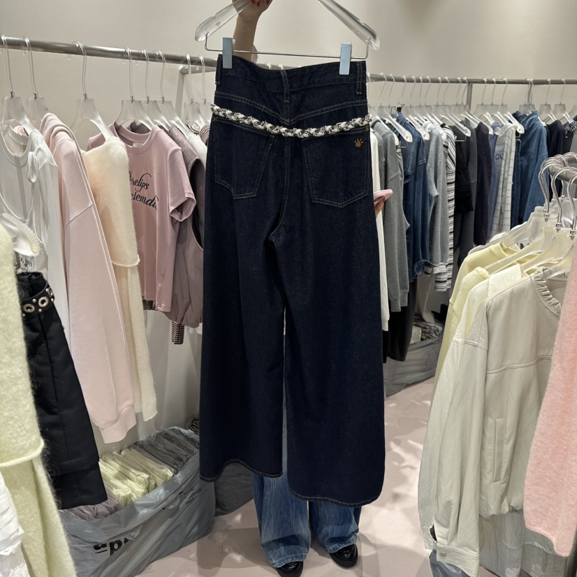 MIMME東大門㊣代購女裝新品25秋冬休閑真品職業牛仔褲含腰帶MIMME牛仔褲