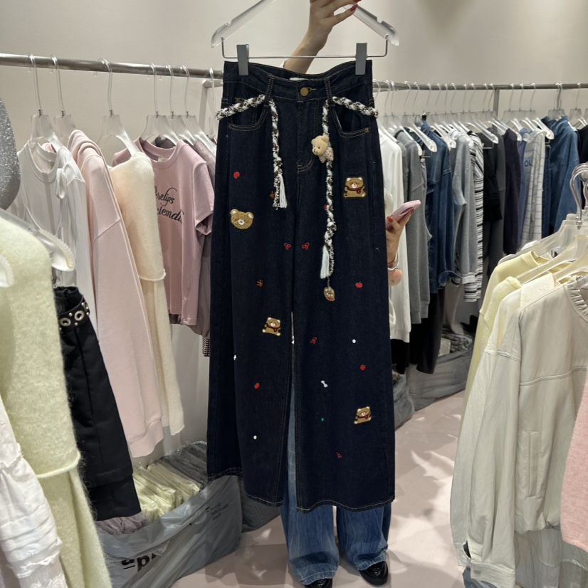 MIMME東大門㊣代購女裝新品25秋冬休閑真品職業牛仔褲含腰帶MIMME牛仔褲圖色1