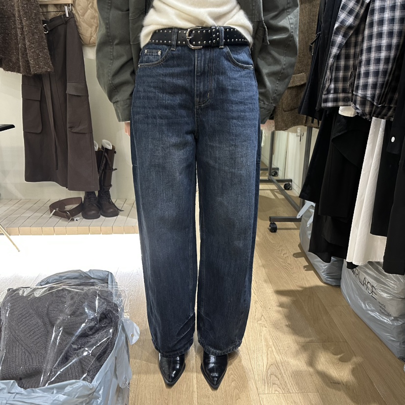 WINSOME韓國直郵㊣女士新品25秋冬真品時尚職業牛仔褲不含腰帶WINSOME牛仔褲圖色1