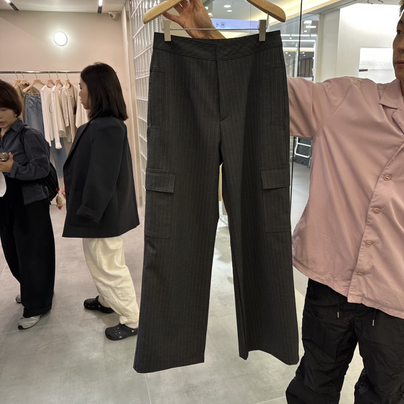 URBANSTORY/REMAKING韓國直郵㊣女裝新品休閑真品休閑褲條紋Remaking/URBANSTORY休閑褲圖色1灰色