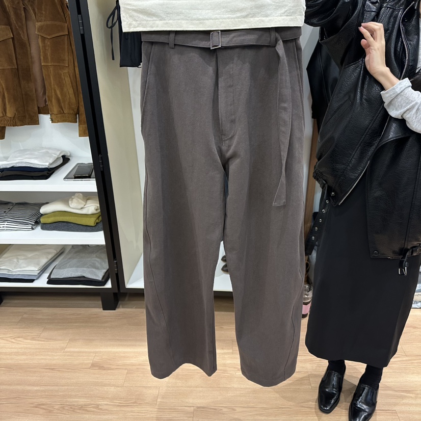 MUYBIEN東大門㊣實拍女士新款推薦真品休閑褲斜紋棉布含腰帶MUYBIEN休閑褲圖色2