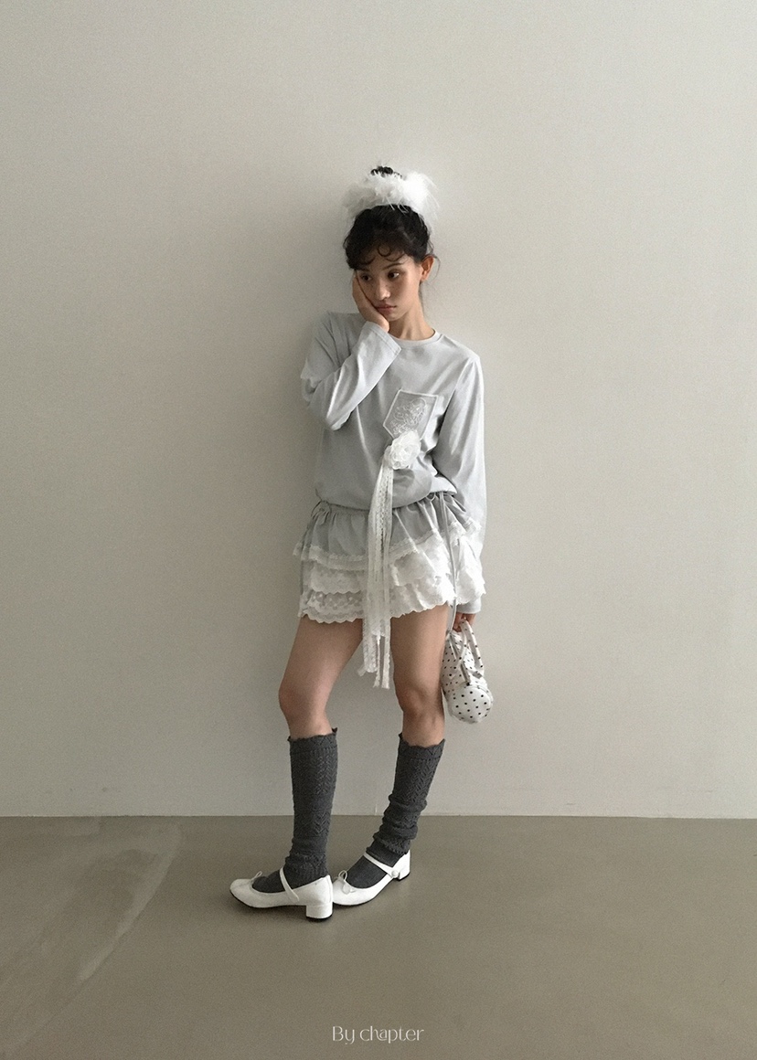 BY CHAPTER東大門㊣代購女裝新款25秋冬時尚人氣長袖T恤口袋BY Chapter長袖T恤