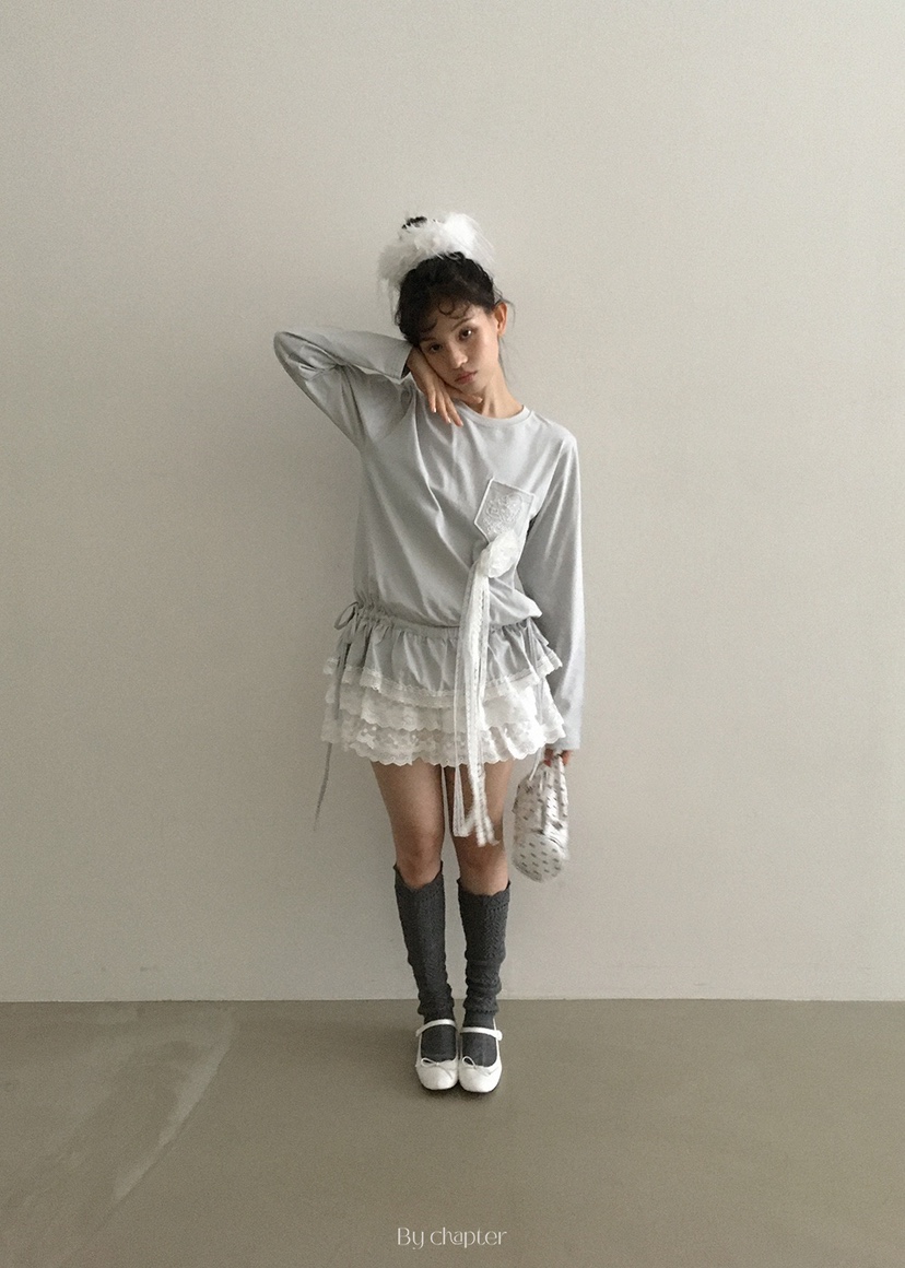 BY CHAPTER東大門㊣代購女裝新款25秋冬時尚人氣長袖T恤口袋BY Chapter長袖T恤