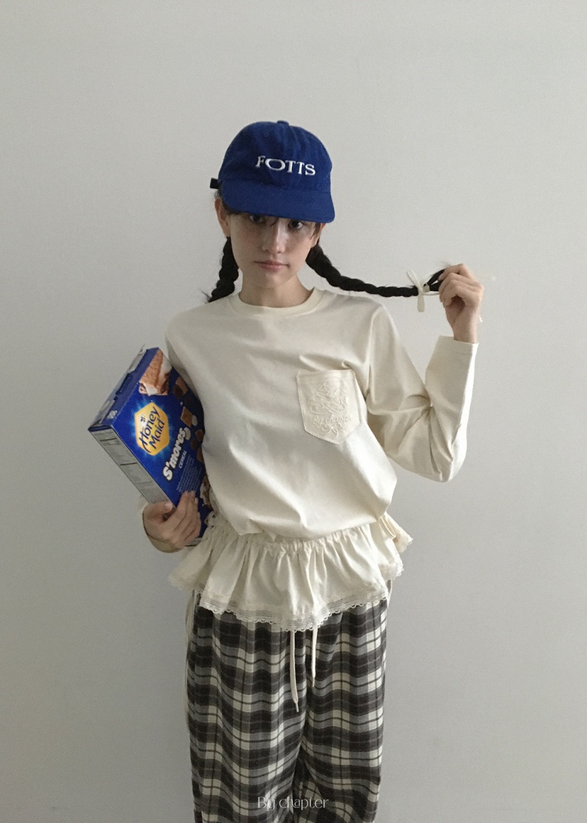 BY CHAPTER東大門㊣代購女裝新款25秋冬時尚人氣長袖T恤口袋BY Chapter長袖T恤圖色1