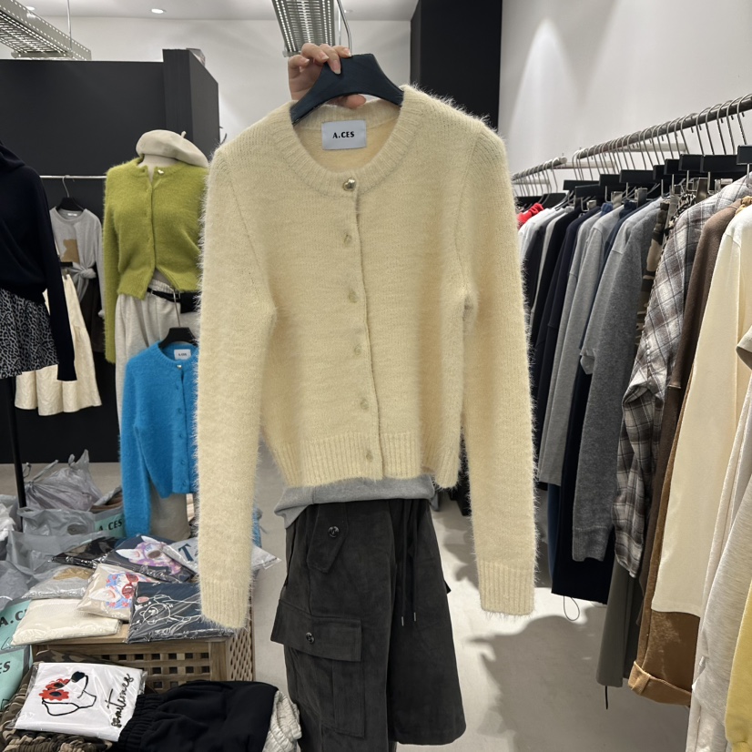 A.CES韓國直郵㊣女裝新品真品推薦熱賣時尚人氣針織衫開衫A.CES針織衫圖色1