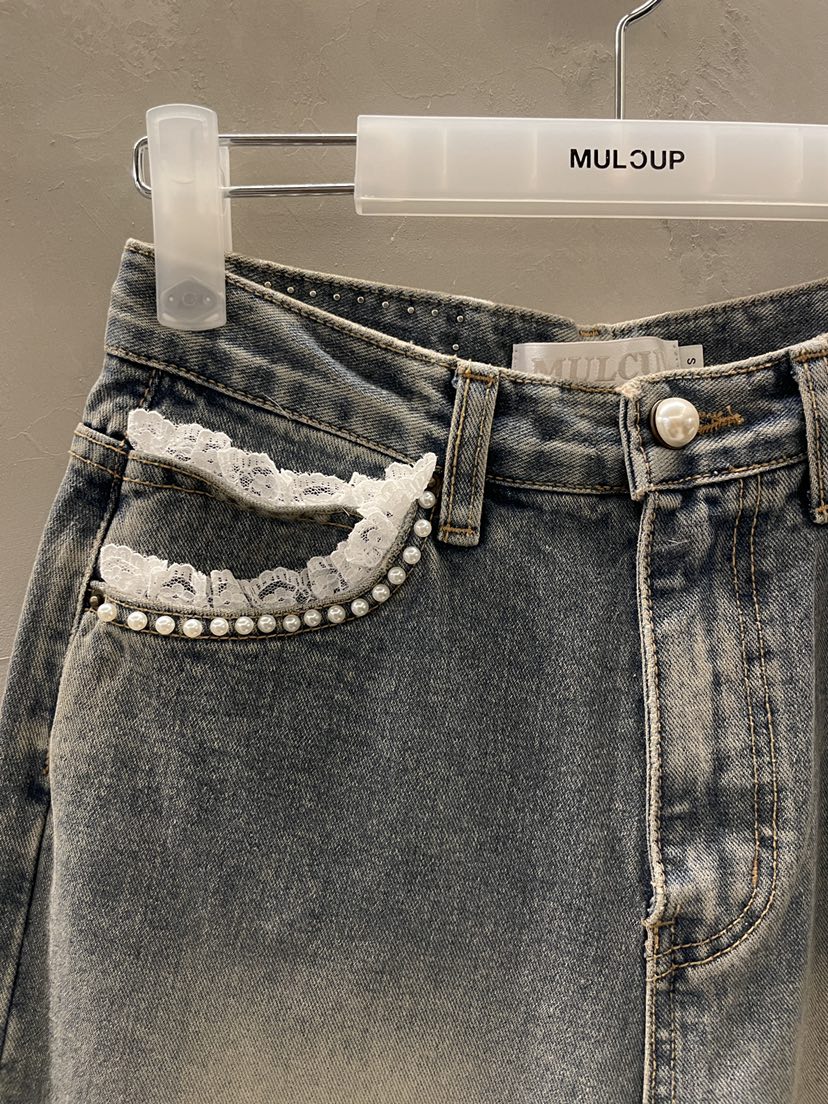 MULCUP東大門㊣直郵女裝新品真品時尚推薦熱賣職業休閑牛仔褲MULCUP牛仔褲