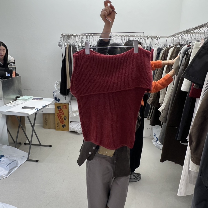 PADO東大門㊣實拍女裝新品職業休閑推薦時尚真品針織衫露肩PADO針織衫圖色3