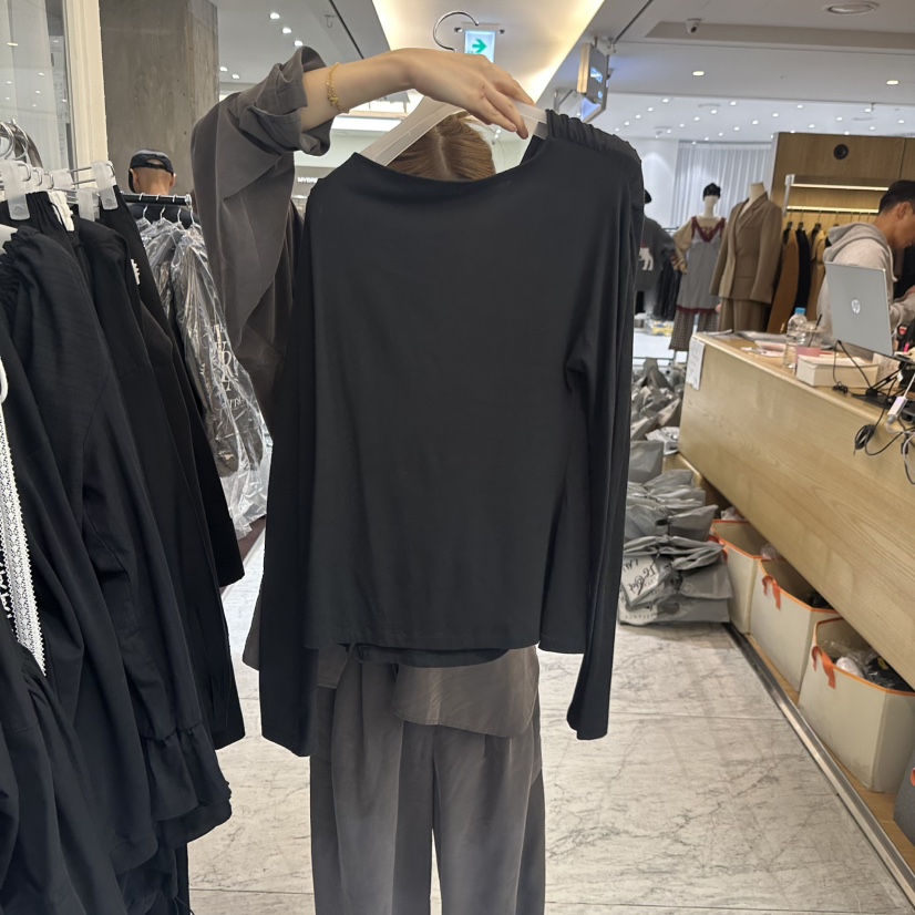 MIXXIN韓國代購㊣女裝新品休閑25秋冬職業時尚熱賣人氣長袖T恤MIXXIN長袖T恤