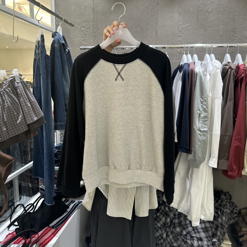MIXXIN韓國直郵㊣女裝新款推薦真品熱賣職業休閑25秋冬衛衣MIXXIN衛衣圖色1深藍色