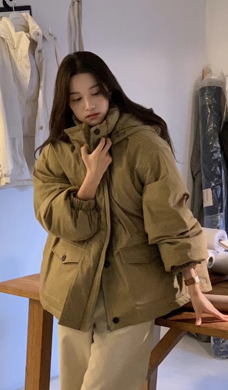 OBJET韓國代購㊣女裝新品職業人氣熱賣25秋冬短款羽絨服填充鵝絨love us u/OBJET短款羽絨服圖色1