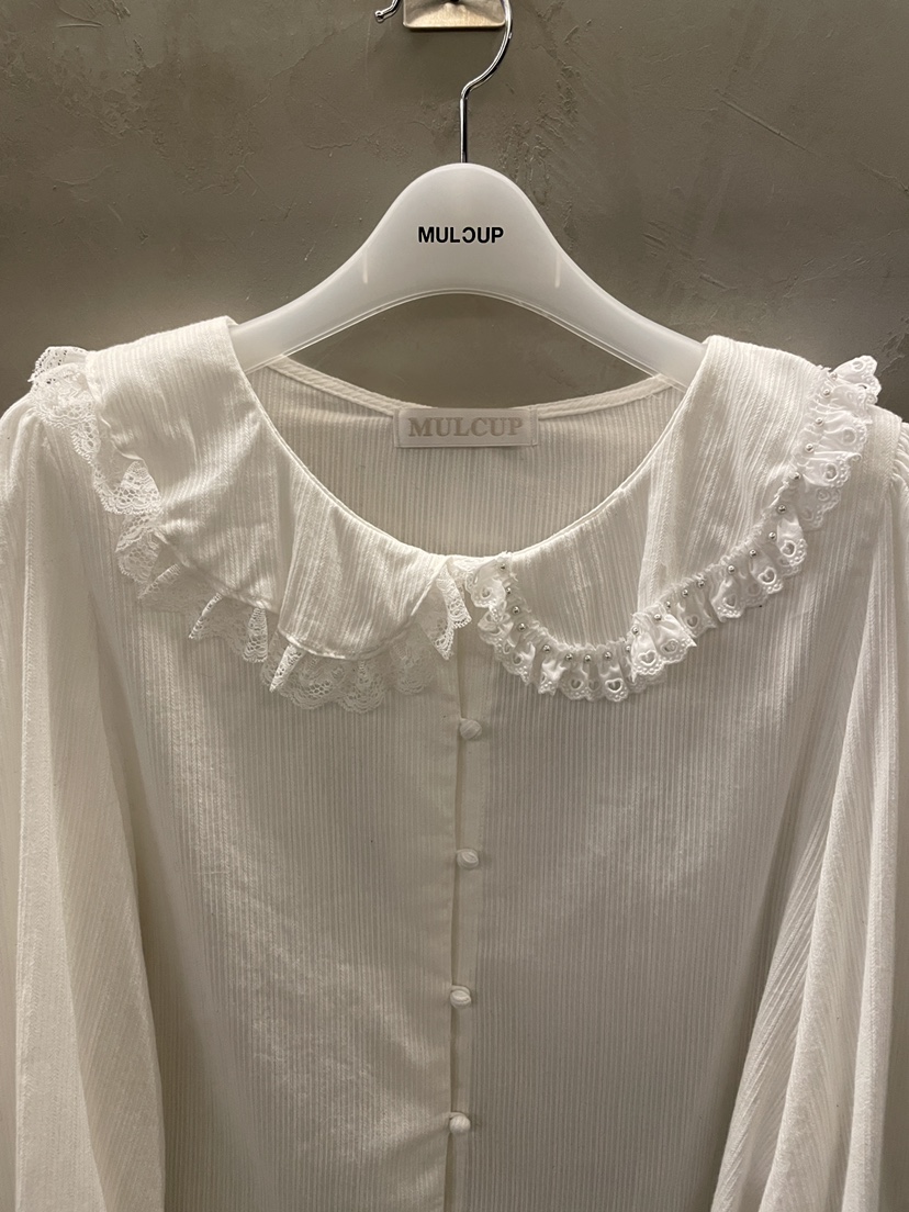MULCUP韓國代購㊣女士新品人氣時尚25秋冬休閑襯衫蕾絲衫棉MULCUP襯衫/蕾絲衫