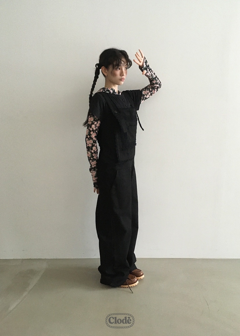 CLODE韓國直郵㊣女裝新款人氣推薦25秋冬時尚休閑背帶褲蕾絲CLODE背帶褲