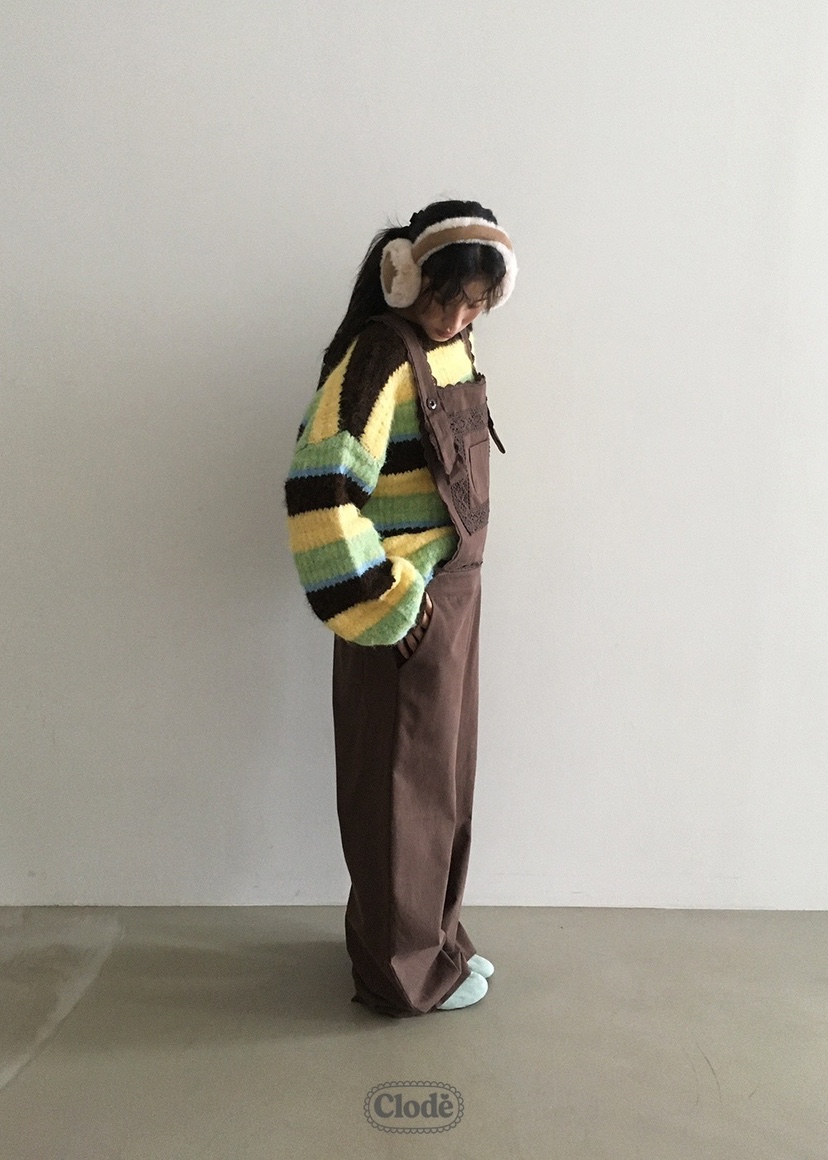 CLODE韓國直郵㊣女裝新款人氣推薦25秋冬時尚休閑背帶褲蕾絲CLODE背帶褲
