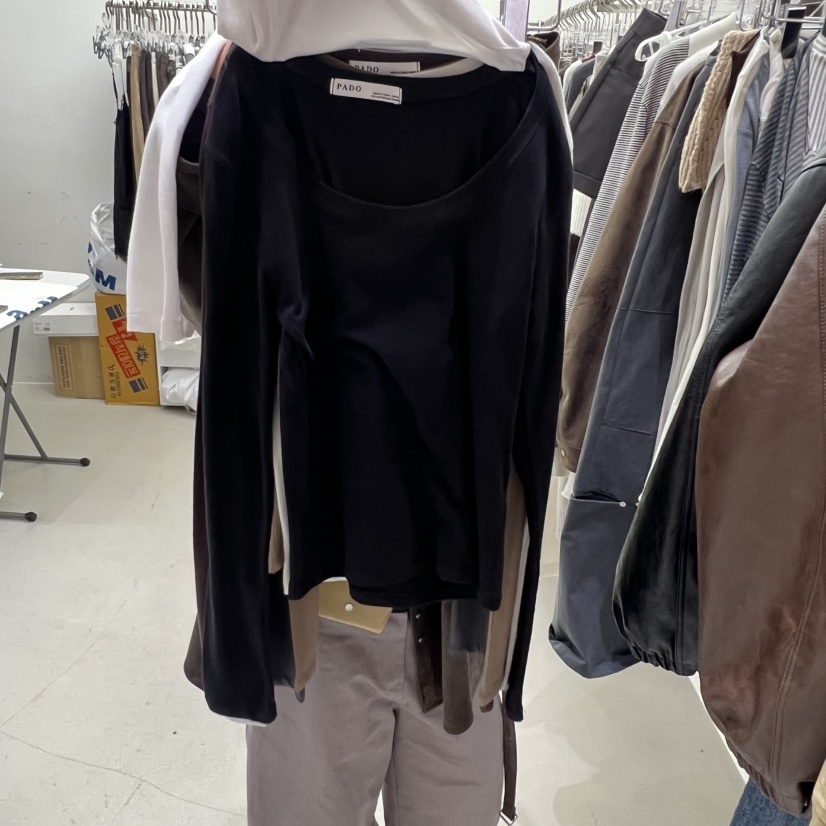 PADO東大門㊣實拍女裝新款人氣25秋冬職業真品休閑長袖T恤圓領PADO長袖T恤圖色2