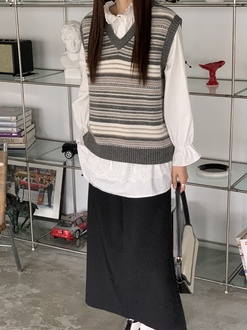 RIVER RAIN韓國代購㊣女士新品25秋冬推薦休閑吊帶背心羊毛RIVER RAIN吊帶/背心
