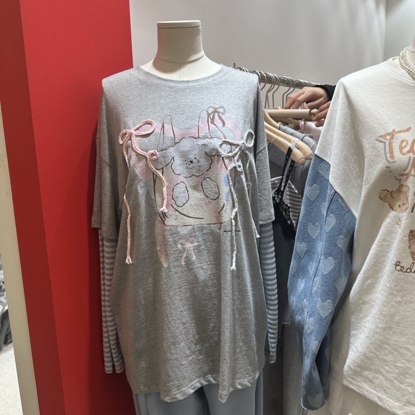 MINI UNNI韓國代購㊣女裝新品真品熱賣休閑職業長袖T恤假兩件MINI UNNI長袖T恤圖色3