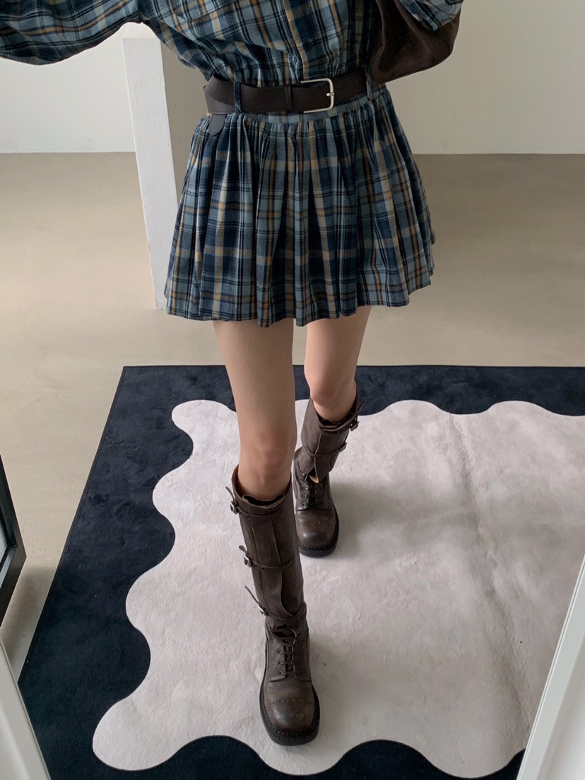 VERANDA韓國代購㊣女裝新款真品時尚職業休閑人氣連衣裙格紋VERANDA連衣裙