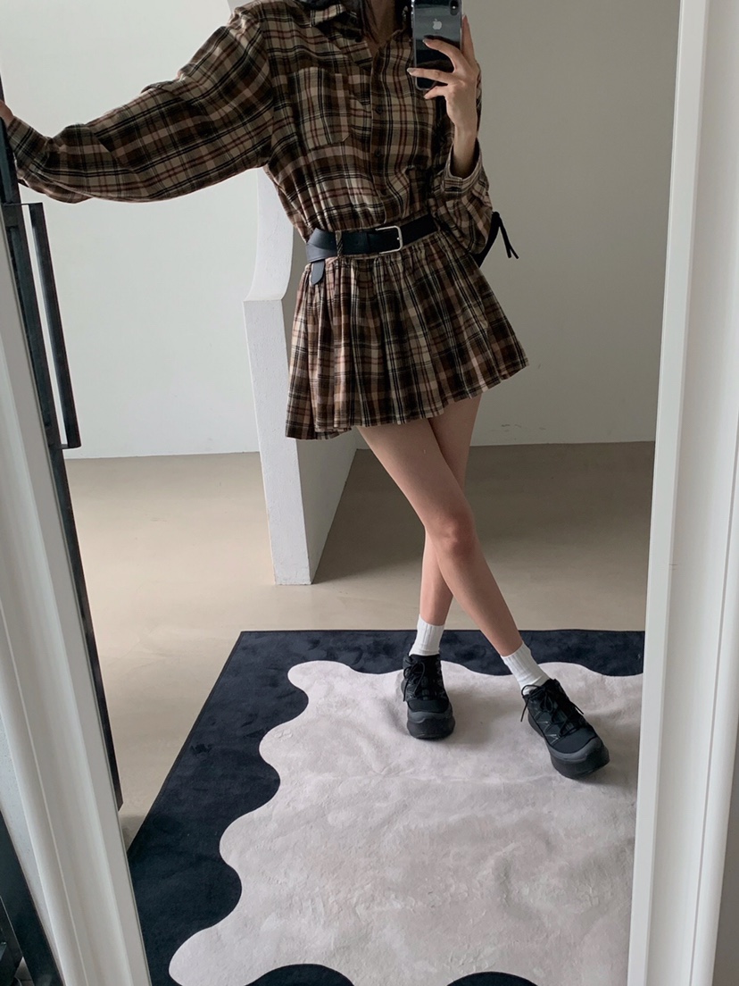 VERANDA韓國代購㊣女裝新款真品時尚職業休閑人氣連衣裙格紋VERANDA連衣裙