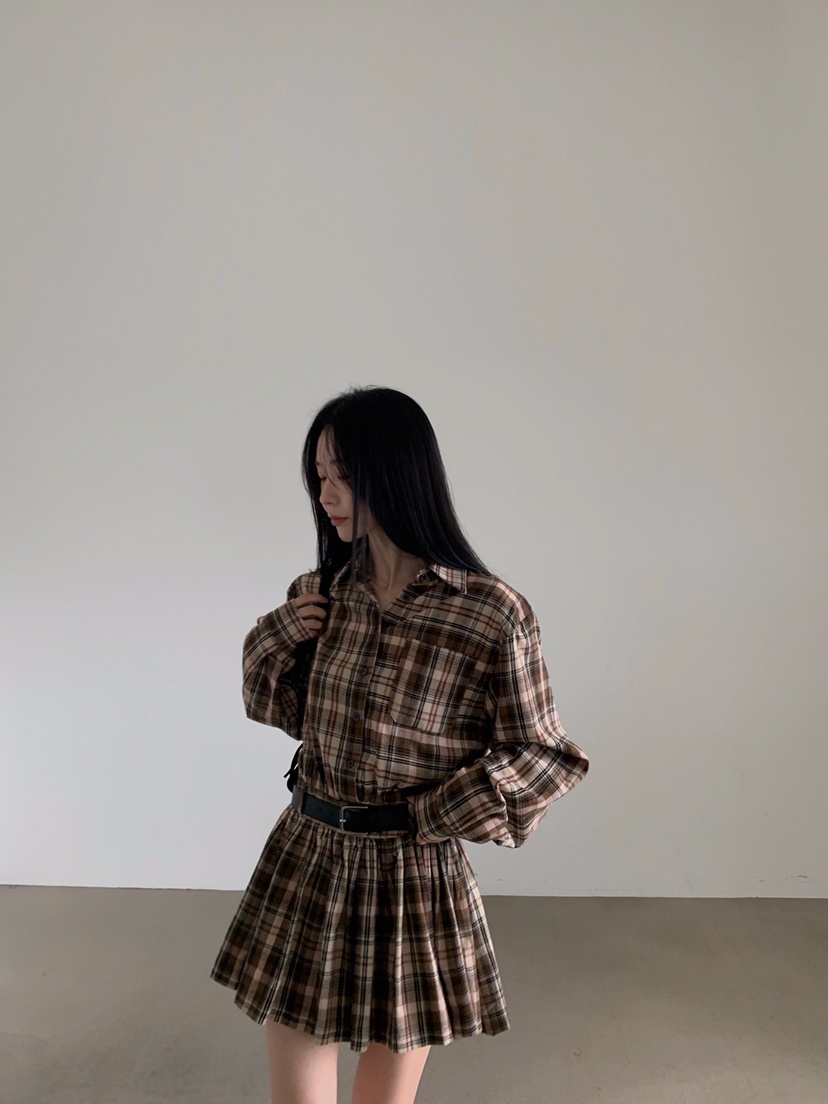VERANDA韓國代購㊣女裝新款真品時尚職業休閑人氣連衣裙格紋VERANDA連衣裙