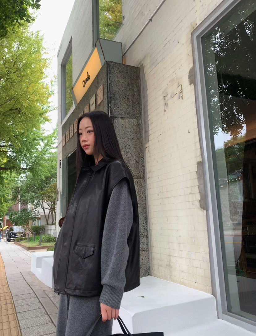 A Flan韓國直郵㊣女士新款25秋冬休閑熱賣職業馬甲拉鏈寬松AFN EDITION馬甲