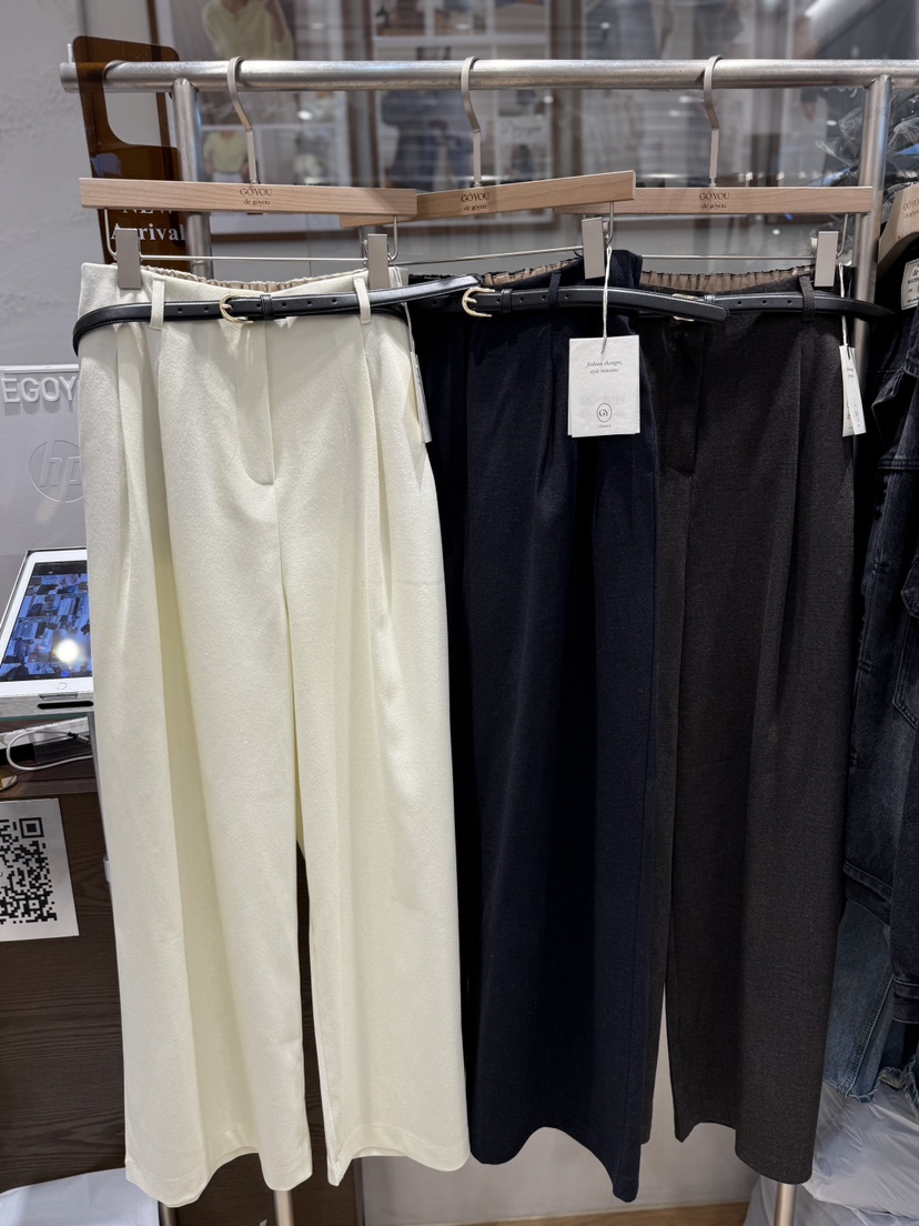 DE GO YOU東大門㊣直郵女士新品人氣25秋冬熱賣休閑褲含腰帶DE GO YOU休閑褲圖色2左二色