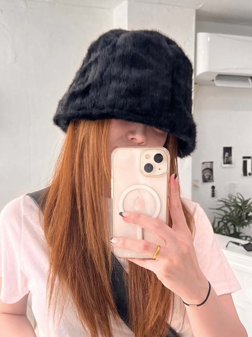 NICEALICE韓國代購㊣女裝新品熱賣真品休閑職業帽子漁夫帽毛皮NICEALICE帽子圖色2