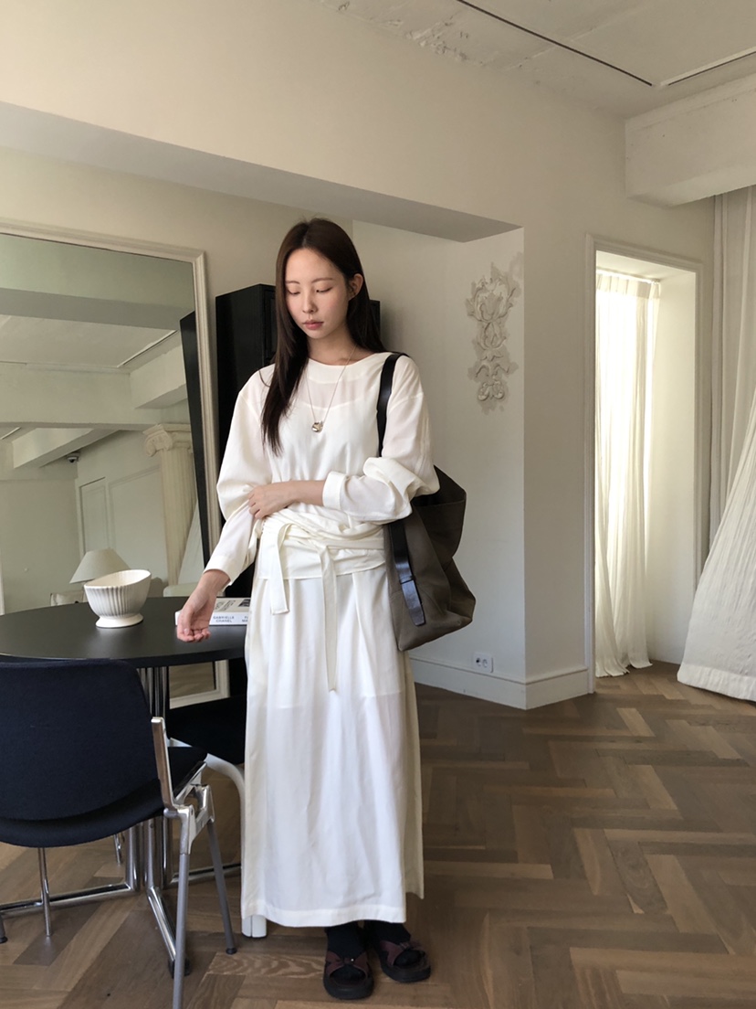 THE ABLE東大門㊣實拍女裝新款休閑熱賣真品職業連衣裙系帶THE ABLE/TA連衣裙