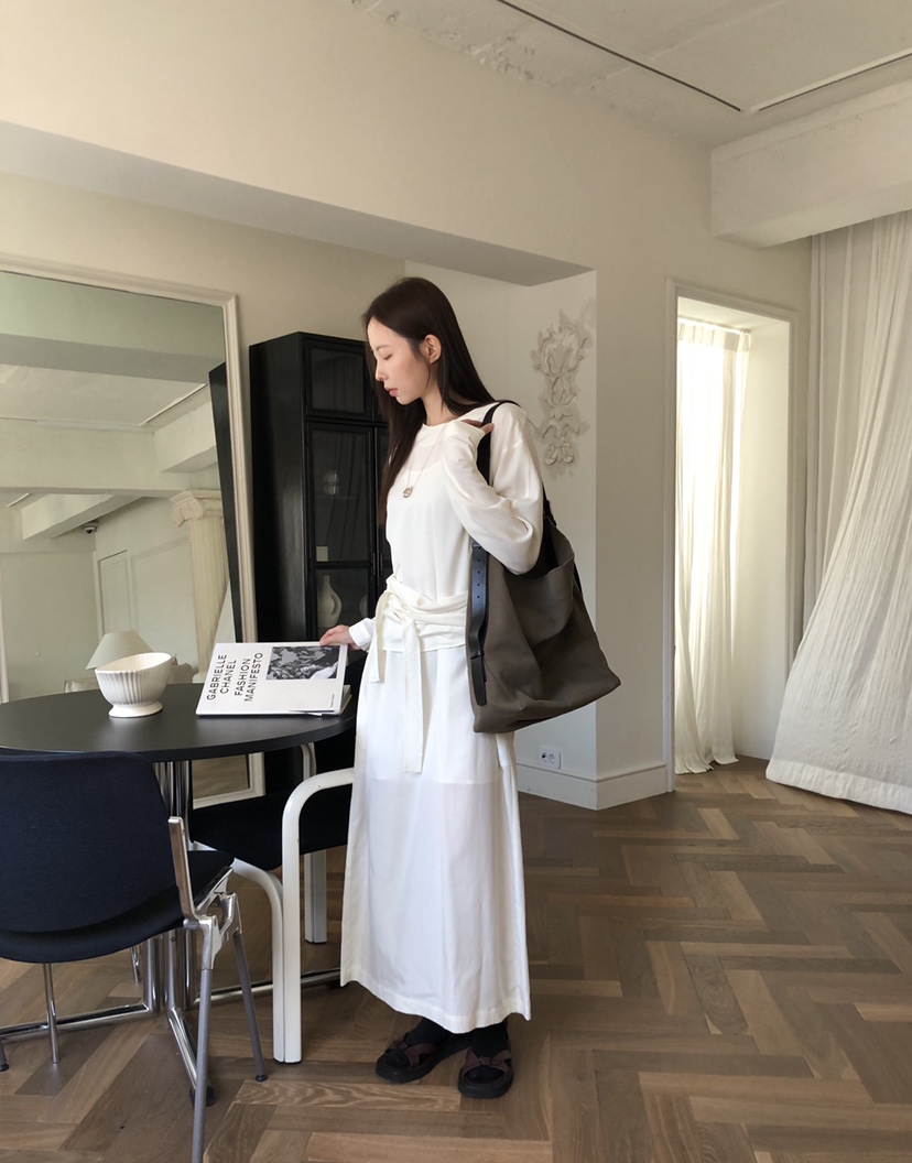 THE ABLE東大門㊣實拍女裝新款休閑熱賣真品職業連衣裙系帶THE ABLE/TA連衣裙