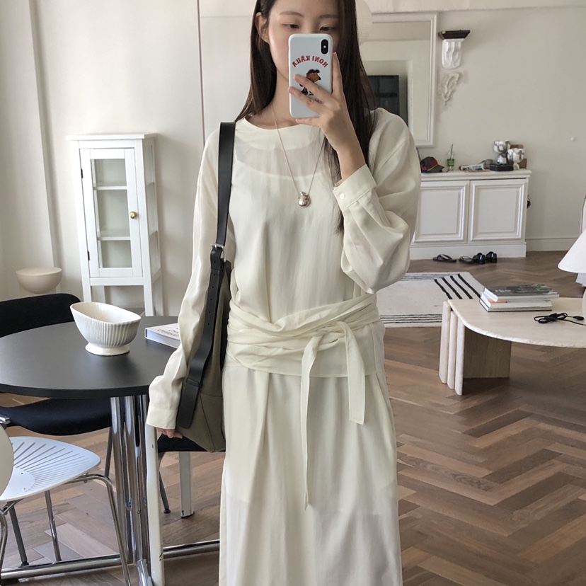 THE ABLE東大門㊣實拍女裝新款休閑熱賣真品職業連衣裙系帶THE ABLE/TA連衣裙