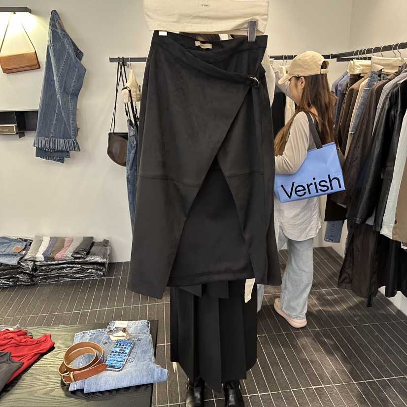 FIND-P韓國直郵㊣女士新款人氣休閑熱賣推薦25秋冬長裙絨面革FIND-P長裙圖色2