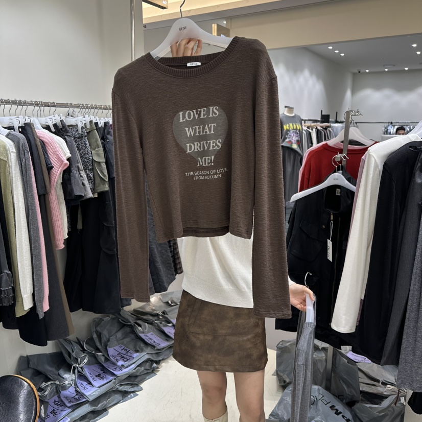 BENE韓國直郵㊣女裝新品休閑職業時尚25秋冬推薦真品長袖T恤BENE長袖T恤圖色3