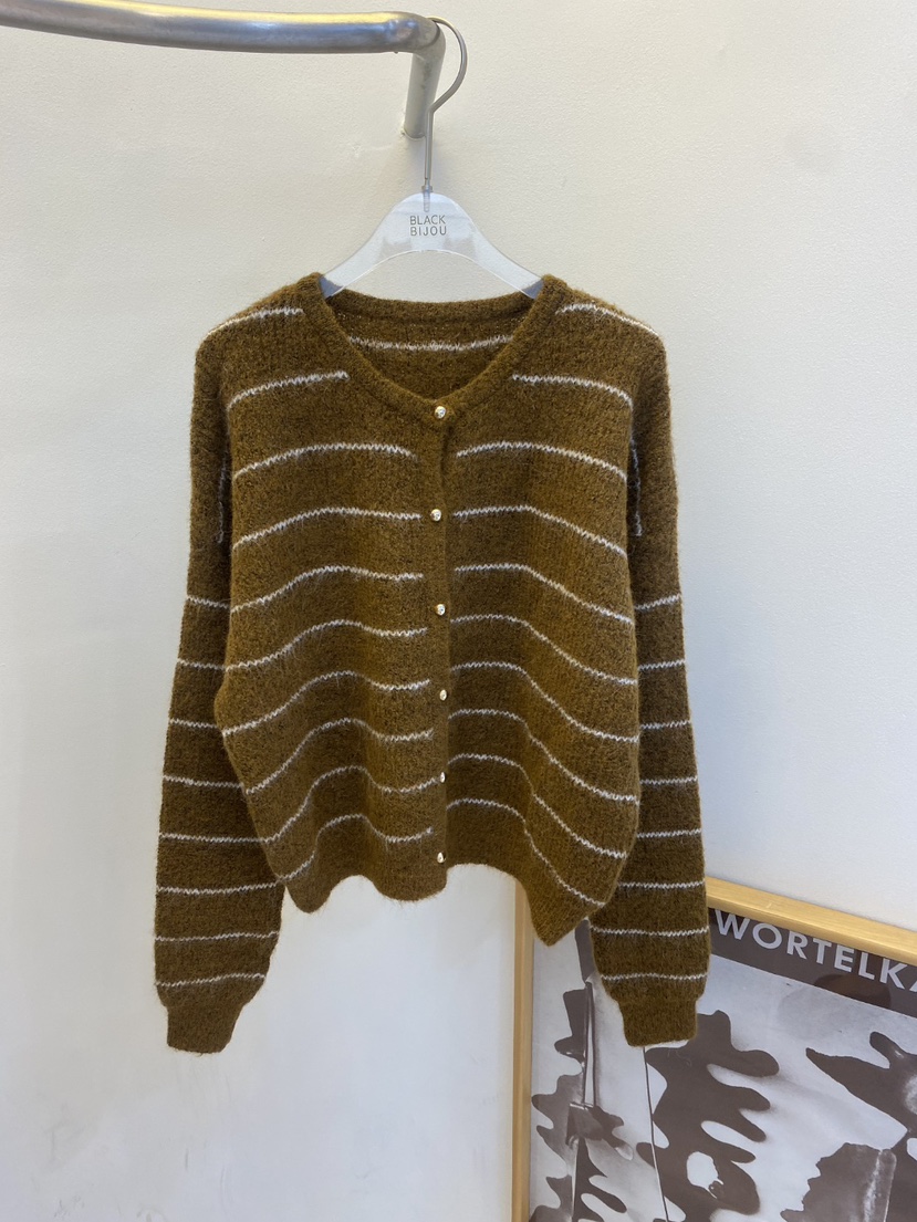 BLACK BIJOU東大門㊣直郵女士新品時尚25秋冬真品針織衫開衫BLACK BIJOU針織衫圖色1