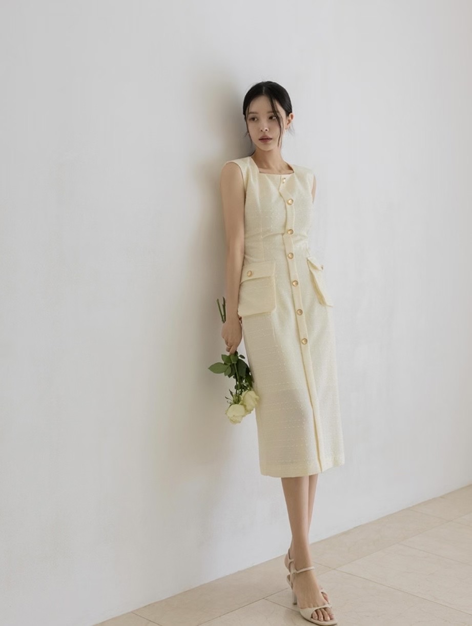 ALLURE東大門㊣代購女裝新款熱賣25秋冬休閑職業連衣裙粗花呢ALLURE連衣裙圖色1