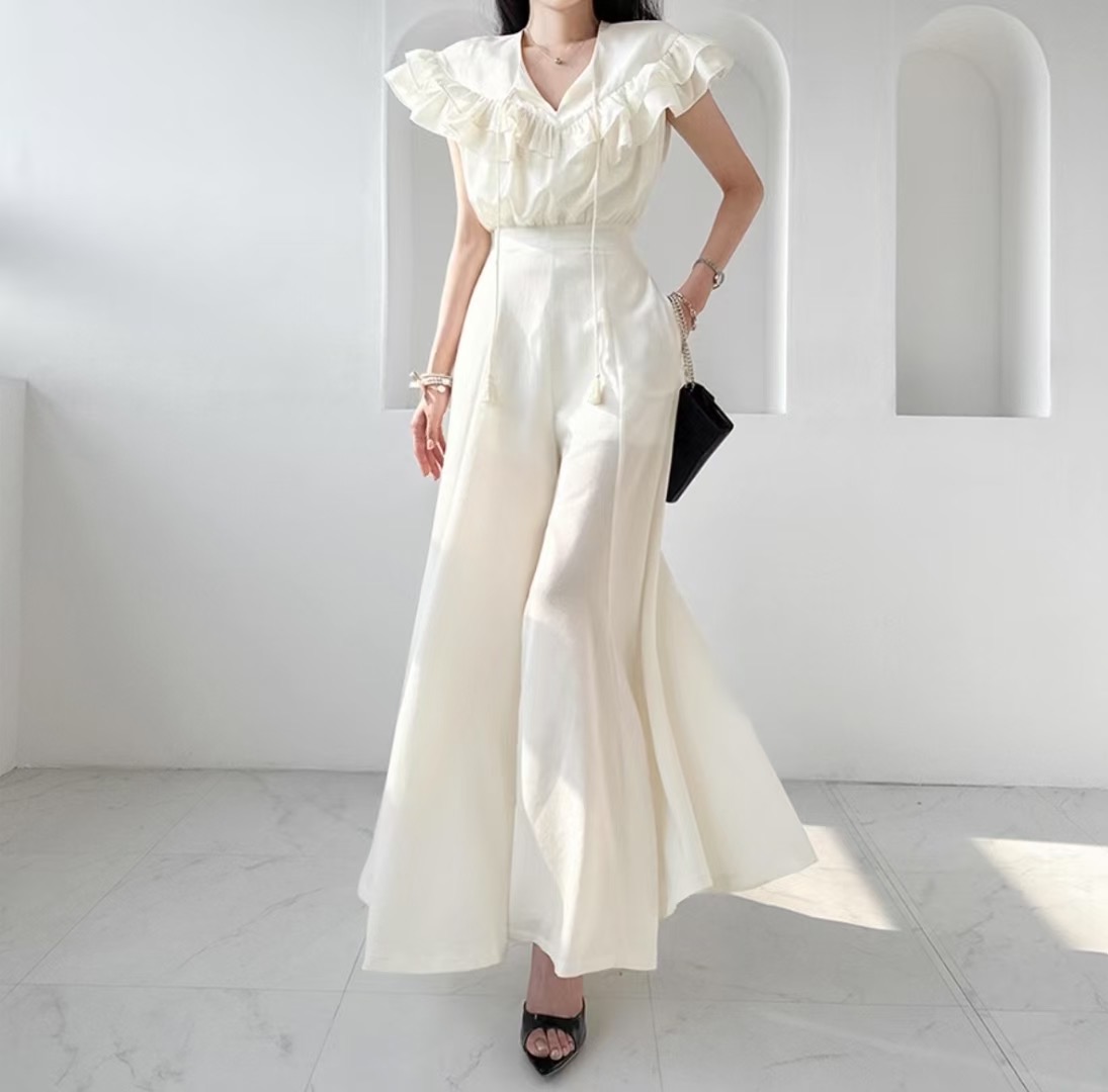 ALLURE韓國代購㊣女裝新款時尚熱賣休閑職業真品連體褲流蘇ALLURE連體褲