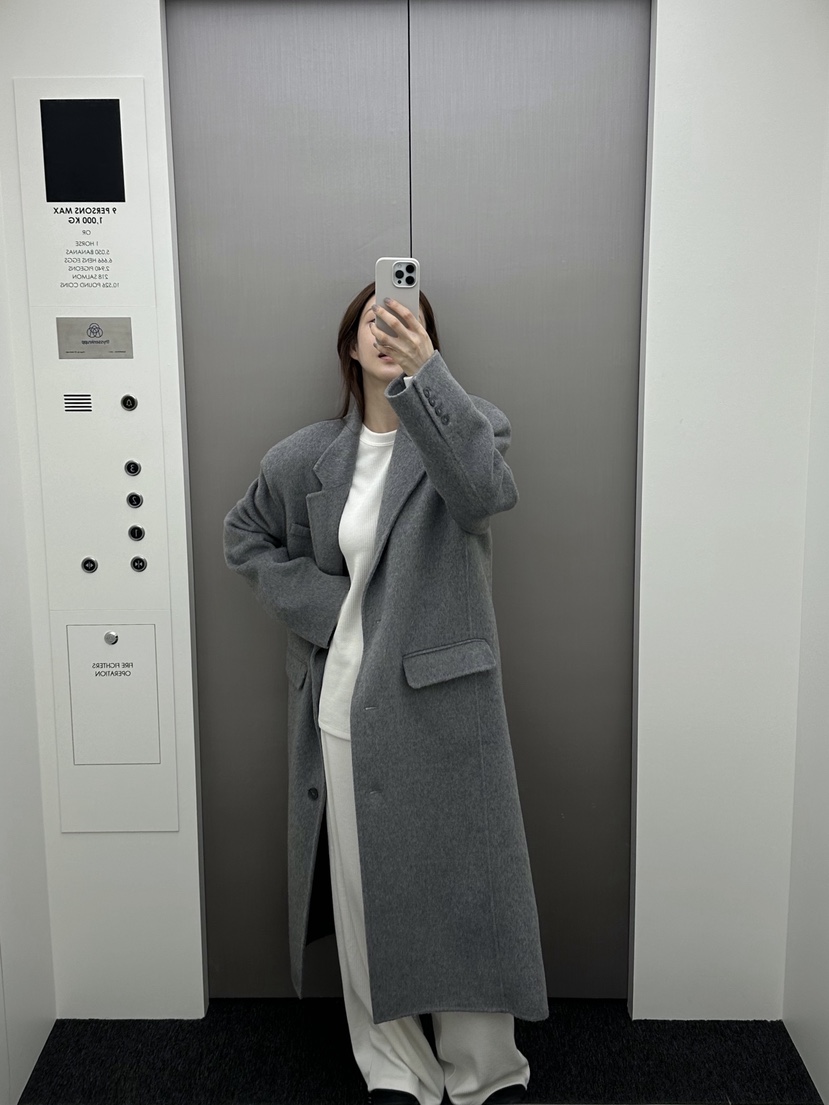 BOWIE韓國直郵㊣女士新款休閑人氣25秋冬真品中長款大衣手工BOWIE中長款大衣