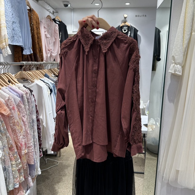 BELITA韓國代購㊣女裝新品職業休閑時尚熱賣25秋冬襯衫蕾絲衫BELITA襯衫/蕾絲衫圖色1