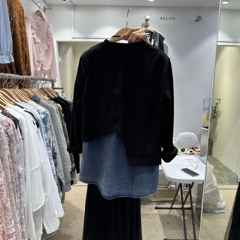 BELITA東大門㊣直郵女裝新品職業熱賣衛衣不含項鏈假兩件雙面BELITA衛衣