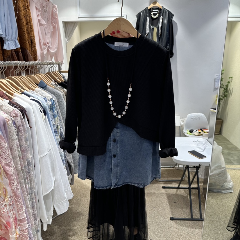 BELITA東大門㊣直郵女裝新品職業熱賣衛衣不含項鏈假兩件雙面BELITA衛衣圖色2