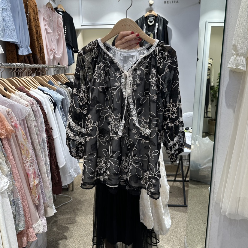 BELITA東大門㊣直郵女士新品真品25秋冬推薦時尚襯衫蕾絲衫BELITA襯衫/蕾絲衫圖色2