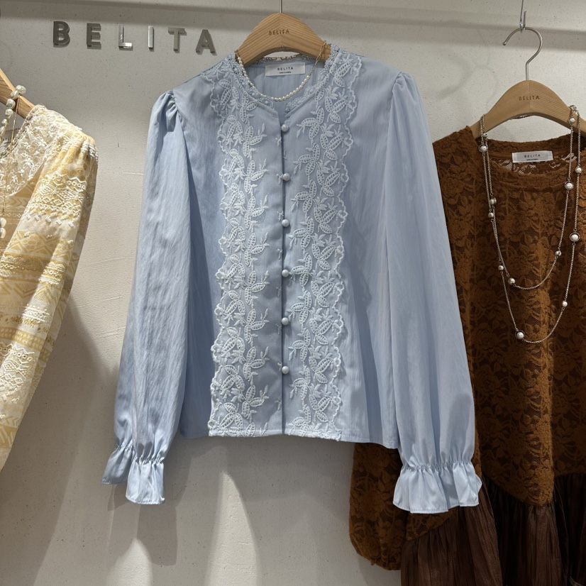 BELITA韓國直郵㊣女裝新款25秋冬熱賣職業真品時尚襯衫蕾絲衫BELITA襯衫/蕾絲衫圖色2