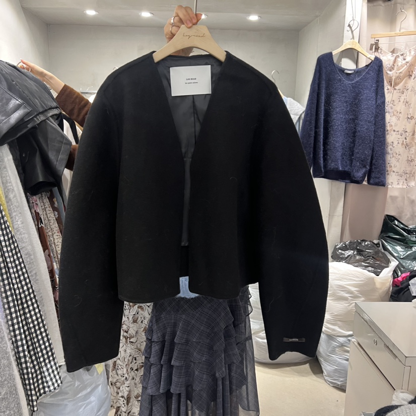 LOGROAD東大門㊣代購女裝新品推薦25秋冬休閑熱賣職業短款大衣LOG ROAD短款大衣圖色1