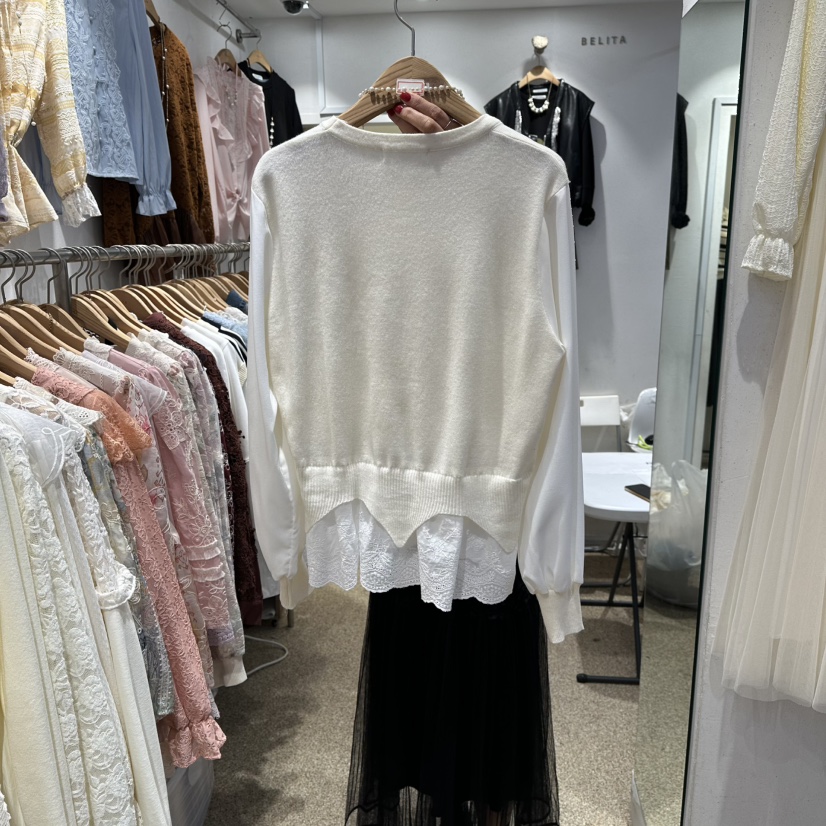 BELITA韓國直郵㊣女士新品職業25秋冬針織衫不含項鏈假兩件BELITA針織衫