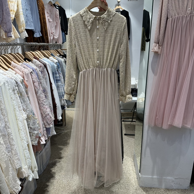 BELITA韓國代購㊣女裝新品真品25秋冬熱賣休閑推薦連衣裙蕾絲BELITA連衣裙圖色3