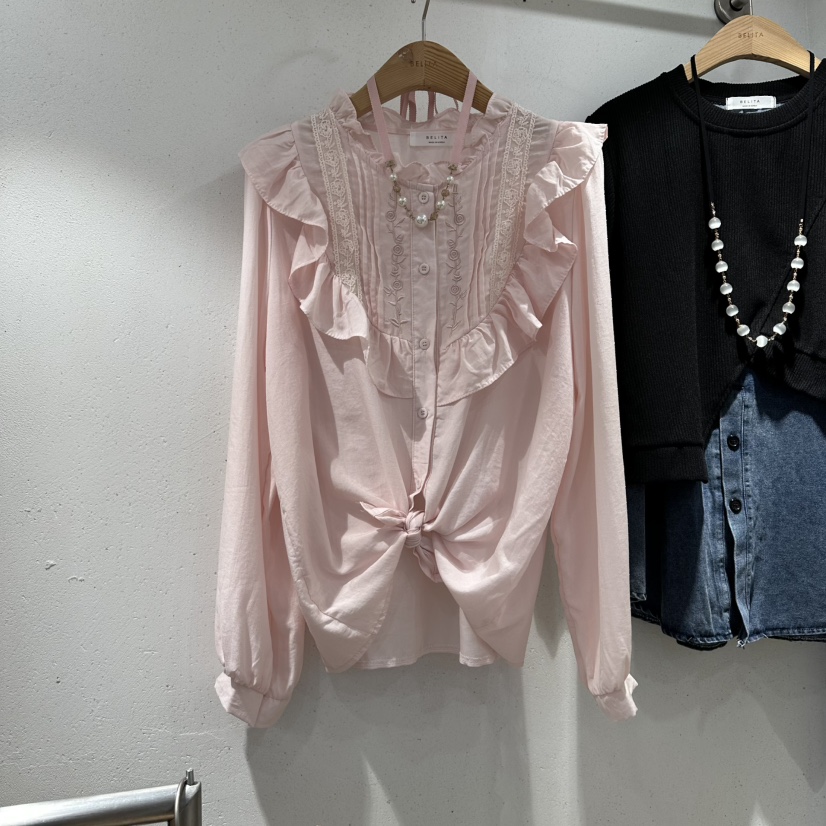 BELITA韓國代購㊣女士新品職業時尚推薦熱賣襯衫蕾絲衫刺繡BELITA襯衫/蕾絲衫圖色1