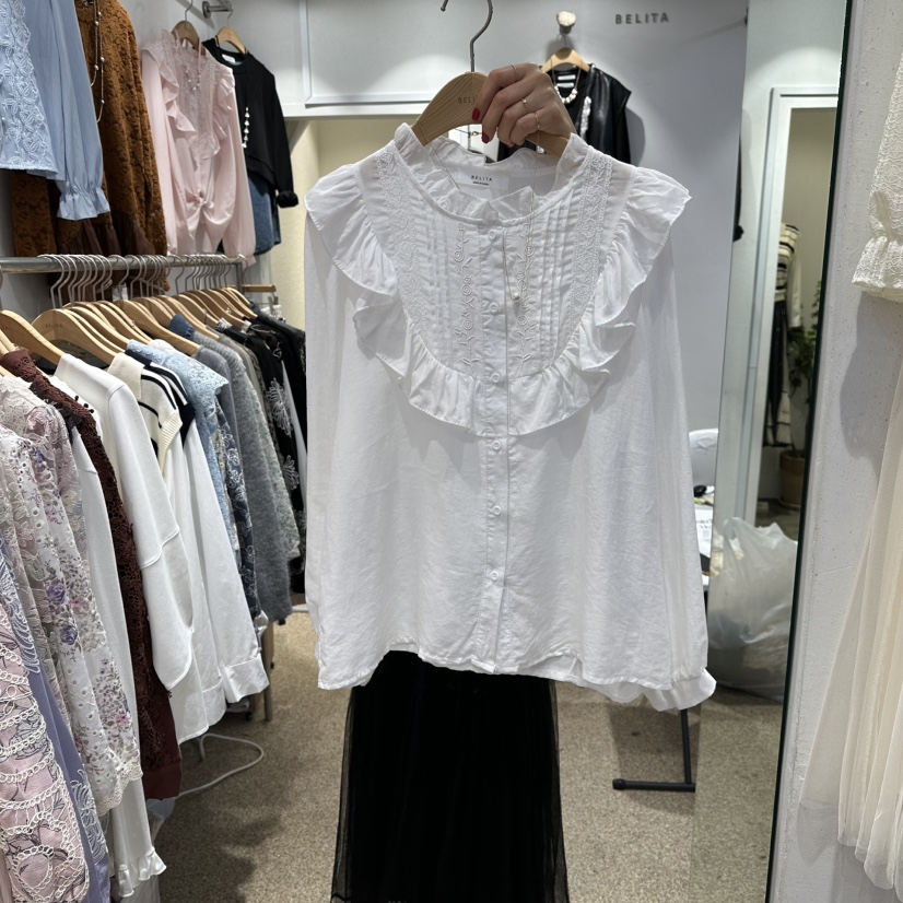 BELITA韓國代購㊣女士新品職業時尚推薦熱賣襯衫蕾絲衫刺繡BELITA襯衫/蕾絲衫圖色2
