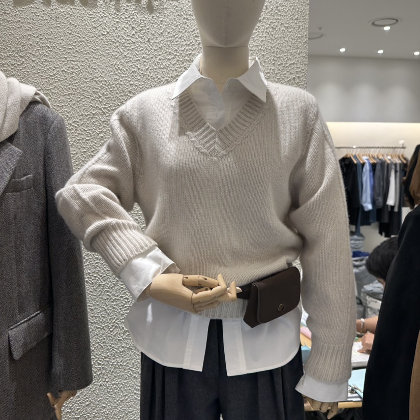 BLUEI-D東大門㊣實拍女裝新品時尚休閑推薦25秋冬毛衣不含腰帶Blue i-d毛衣圖色1