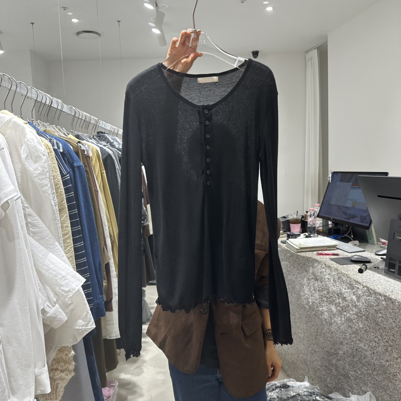 NEROLI 36韓國代購㊣女士新品推薦25秋冬熱賣人氣休閑長袖T恤NEROLI 36長袖T恤圖色2